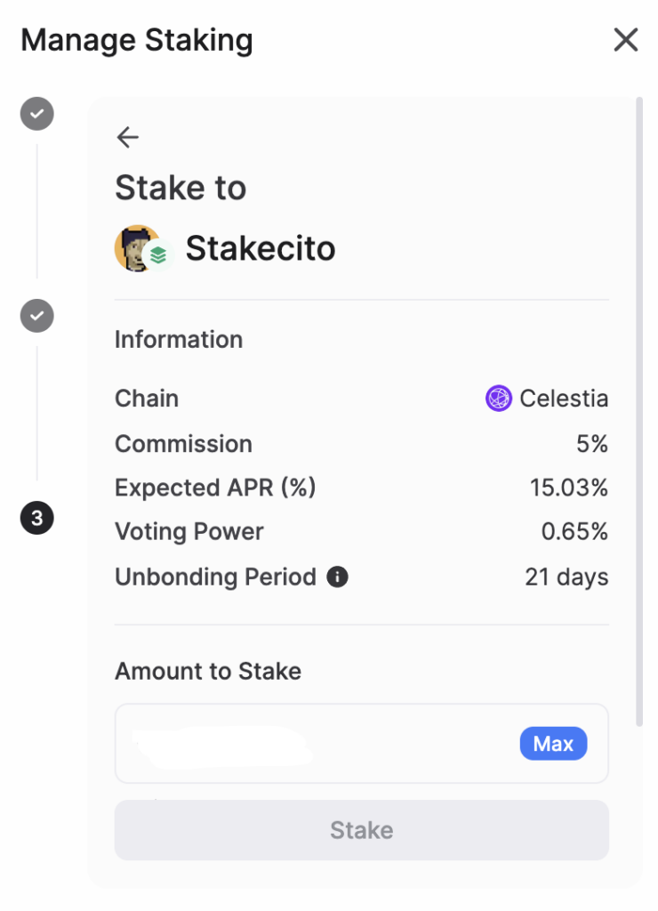 confirm staking transactions