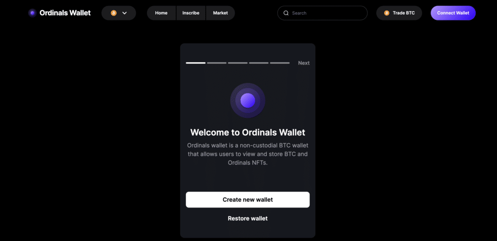 create ordinals wallet