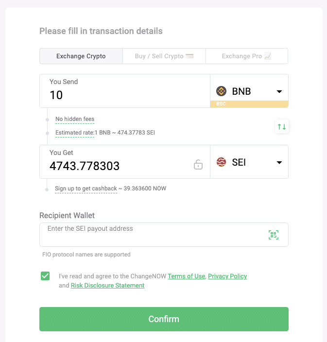 add sei to keplr with changenow